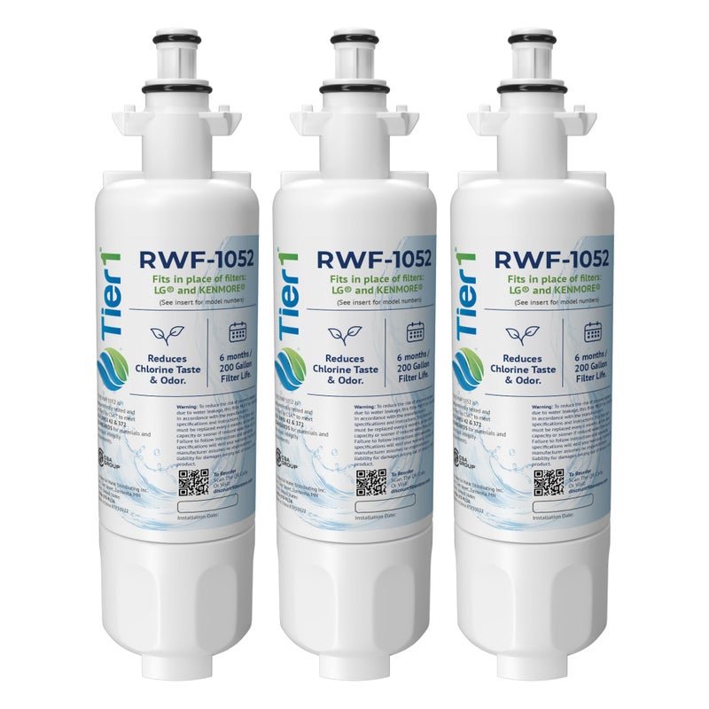 Tier1 RWF1052 ADQ36006101 Refrigerator Water Filter | Replacement for LG LT700P & Kenmore 9690 Fridge Filter - Up to 18 Months Supply | Easy Install | Odor Control | Clean & Great Tasting Water (3-pk) - Image 1